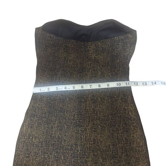 Windsor Elegant Black & Gold Metallic Strapless Mini Dress Size S Chico - Picture 9 of 13